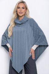 Б11009 Пончо LADY TAIGA Серое