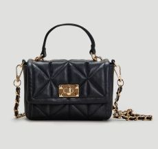 Black Quilted Handle Mini Bag