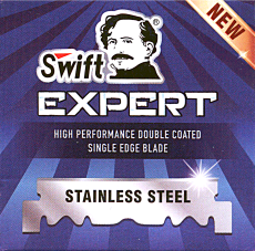 Copy: Лезвия для бритья односторонние для шаветок Swift EXPERT USA Stainless Steel 100шт. в картонном блоке