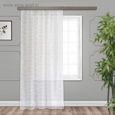 4500643 Штора вуаль с тиснением роза 200х260 см, белый, пэ 100%