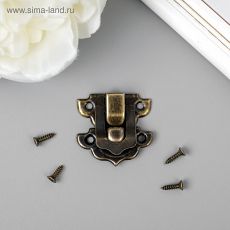3539210 Замок металл для шкатулки бронза + гвозд. набор 10 шт 2,9х3 см