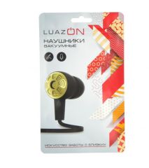 4381710 Наушники LuazON, шоу-бокс, вакуумные, микрофон, плоский провод, желтые