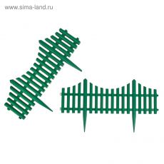 3296973 Ограждение декоративное, 30 × 300 см, 5 секций, пластик, зелёное