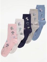 Ditsy Floral Ankle Socks 5 Pack
