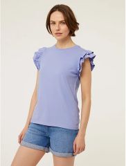 Lilac Frilled Sleeve T-Shirt