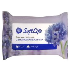 Влажные салфетки SoftLife с экстрактом василька 20 шт