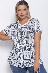 Б10851 Блуза LADY TAIGA Белая/буквы