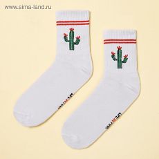 3678928 Носки "Кактус" р.36-39 (23-25 см), белый Полиамид 17%, Хлопок 80%, Эластан 3%