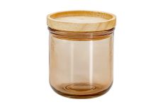 Банка для сыпучих продуктов, 350 мл, стекло/дерево, коричневая, Jars, 63293