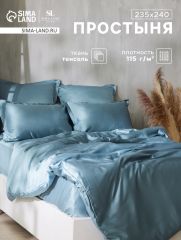 ЦЕНА ЗА 3 ШТ! Простыня 2 спальная SL Home Tencel, 235×240 см, серо-голубая, тенсель