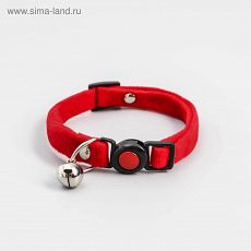 2532932 Ошейник кошачий мягкий с бубенчиком, 30 х 1 см, текстиль, микс цветов