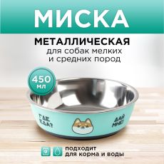 6256160 Миска металлическая для собаки «Ещё хочу», 450 мл, 14х4.5 см