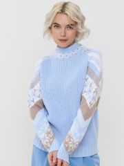 Свитер женский 5232-41295 голубой/какао/белый VAY