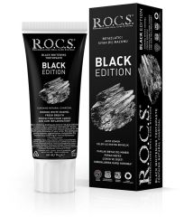 Зубная паста ROCS Black Edition Чёрная отбеливающая, 74 г