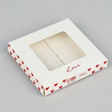 ЦЕНА ЗА 5 ШТ! 9948549 Коробка для шоколада квадратная «Сердца», 10.2 х 10.2 х 1.4 см