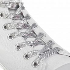 2565932 Шнурки для обуви, плоские, 8 мм, 110 см, пара, цвет серебряный