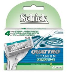 Кассеты для бритвы Schick (Wilkinson Sword) QUATTRO Titanium/ Titanium Sensitive (4шт)