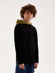 104221_OLB Рубашка для мальчика черный/зеленый лайм (вар.1) Orby