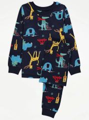 Navy Novelty Animal Long Sleeve Pyjamas Gift Set