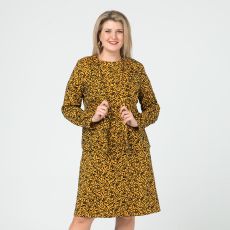 Костюм, трикотаж, платье, жакет, желтый
