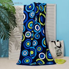 Полотенце пляжное Этель 70*140 см, Синие круги, микрофибра 250гр/м2 3936318