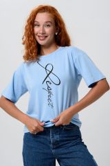 466597 Натали Футболка голубой+Respect