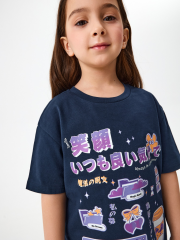 20230510001 Футболка детская для девочек Miho темно-синий ACOOLA Kids