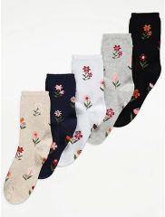 Floral Ankle Socks 5 Pack