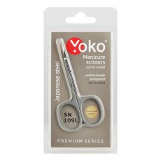 YOKO Ножницы маникюрные для кутикулы изогнутые для левшей / Premium Series SN 109L, матовые, ручная заточка, 9 см