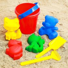 2881391 Набор для игры в песке №1: ведёрко, 4 формочки для песка, грабельки, лопатка, МИКС