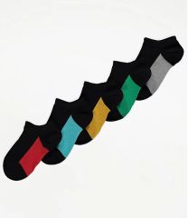 Colourful Sole Trainer Liner Socks 5 Pack