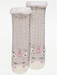 Stone Unicorn Cable Knit Bed Socks