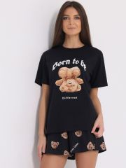 323471 Апрель Комплект черный+тедди на черном