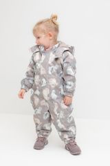 510556 CROCKID Комбинезон кофейный, зайчики и ромашки