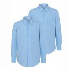 Girls Light Blue Long Sleeve School Shirt 2 Pack