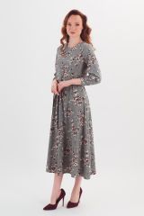 481517 Braslava Платье серый бордовый с рисунком
