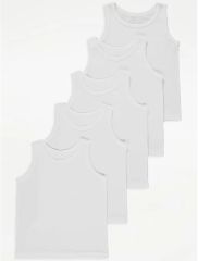 Plain White Vests 5 Pack
