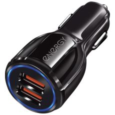 Автомобильное зарядное устройство Energy ET-16A, 2 USB, Q3.0, цвет - чёрный