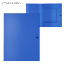 4672443 Папка на кнопке А4 ErichKrause, Matt Classic, пластиковая, 3 клапана, непрозрачная, 400 мкм, корешок 8 мм, синяя