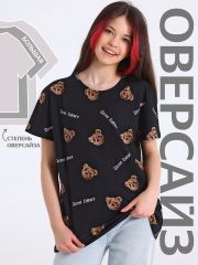 523338 Апрель Футболка тедди на черном