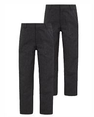 Boys Grey Longer Length School Trouser 2 Pack