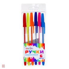 Набор ручек шариковых 6 цветов, 0,7 мм, в пакете с подвесом