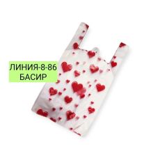 Пакет майка полиэтиленовый Сердечки 30х55 см, 65 шт
