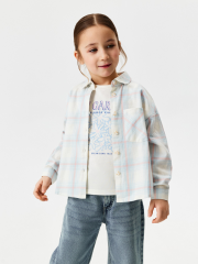 20220260065 Блузка детская для девочек Donatella1 голубая клетка ACOOLA Kids