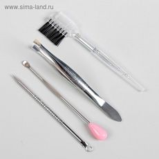 4428699 Набор косметологический, 4 предмета, цвет серебристый/розовый