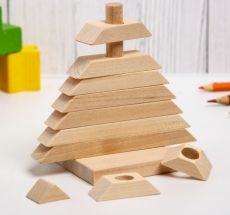 Детская пирамидка «Ёлочка», деревянная, материал: берёза 2176880
