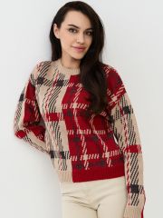 Джемпер женский 9232-94012 красный/латте/антрацит NEWVAY