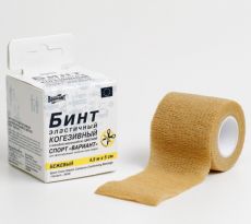 Бинт когезивный, 4,5м х 5см 1 шт, эластичный (самофиксирующийся) бежевый, Вариант спорт 6969569