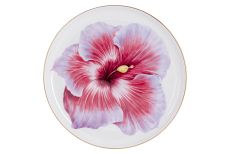 Тарелка десертная, 19 см, фарфор F, белая, с золотистым кантом, Гибискус, Flowers, 60501