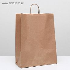 ЦЕНА ЗА 25 ШТ! 2492933 Пакет крафт без печати, круглая ручка 35 х 15 х 45 см